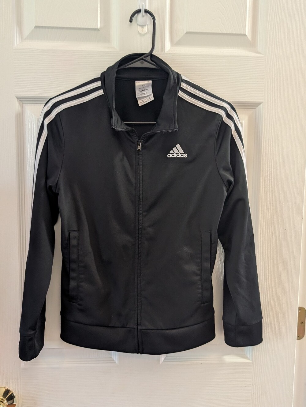 adidas Black Track Jacket with White 3-Stripes